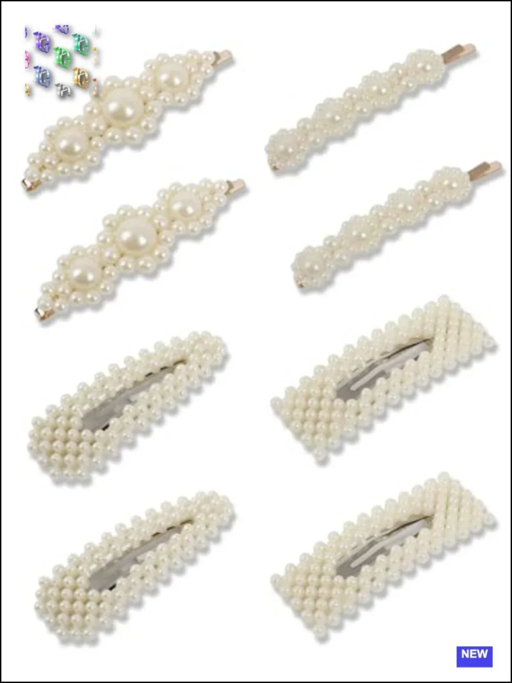 8 Pcs Pearl Hair Clips Resin Metal Alloy Barrette Set for Women